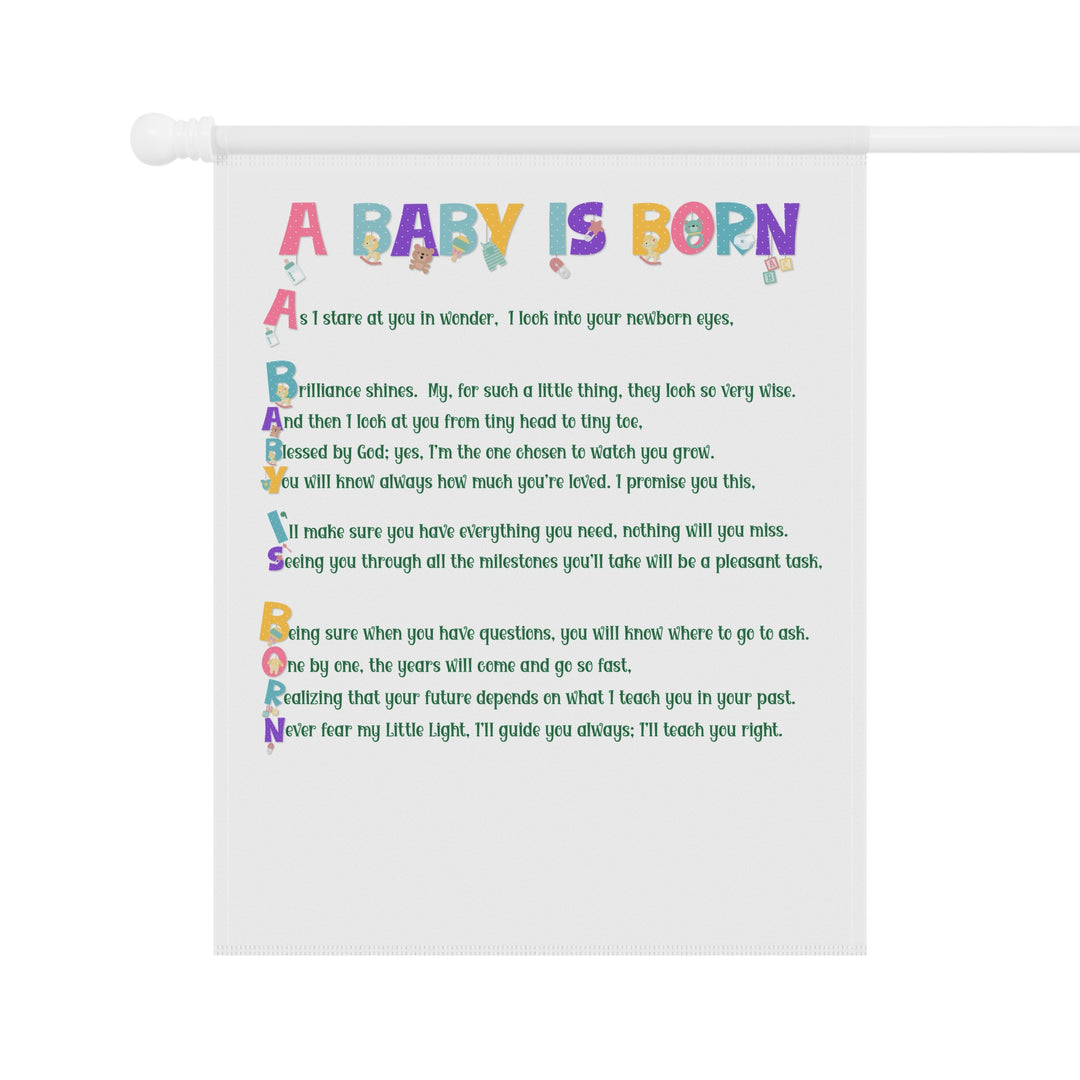 A Baby is Born Acrostic Poem outdoor/Garden Banner