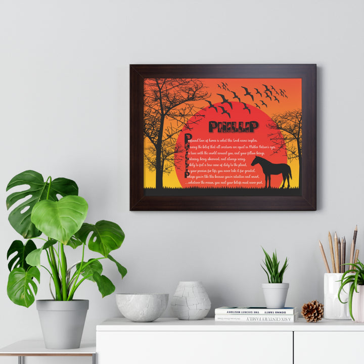 Namesakes Framed Acrostic Poem Print - Horse