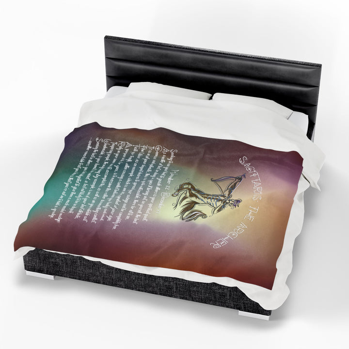 Sagittarius Acrostic Poem Velveteen Plush Blanket - Colored