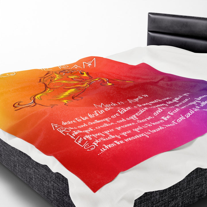 Aries Acrostic Poem Velveteen Plush Blanket  - Colorful