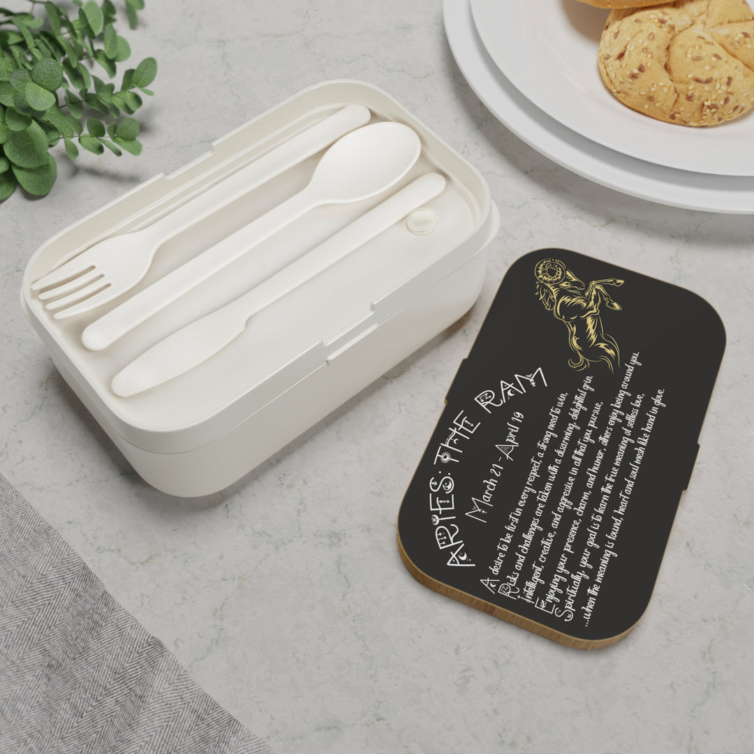 Aries Acrostic Poem Bento Lunch Box - Wooden Lid