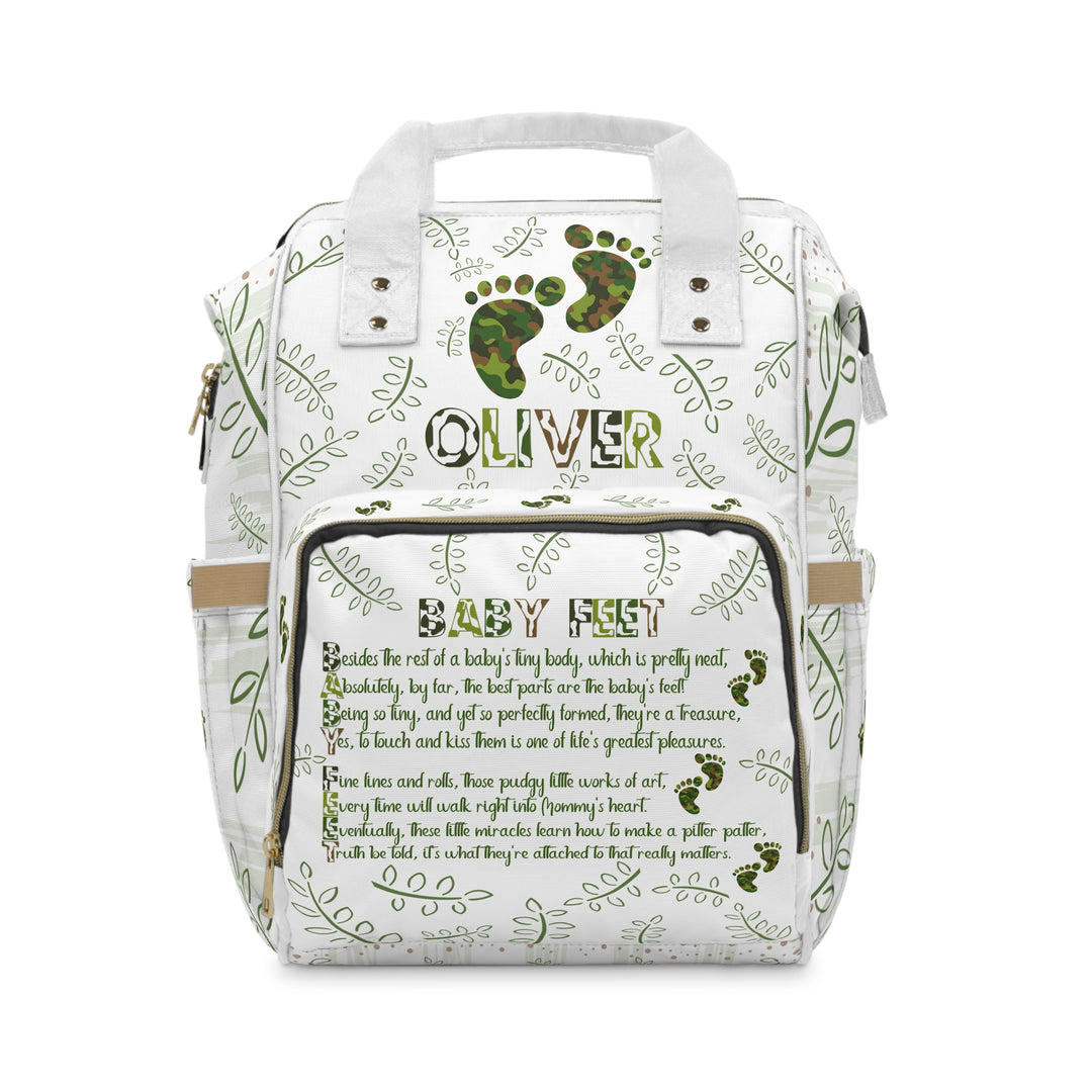 Baby Feet Acrostic Poem Multifunctional Diaper Backpack - Camo - Personalized