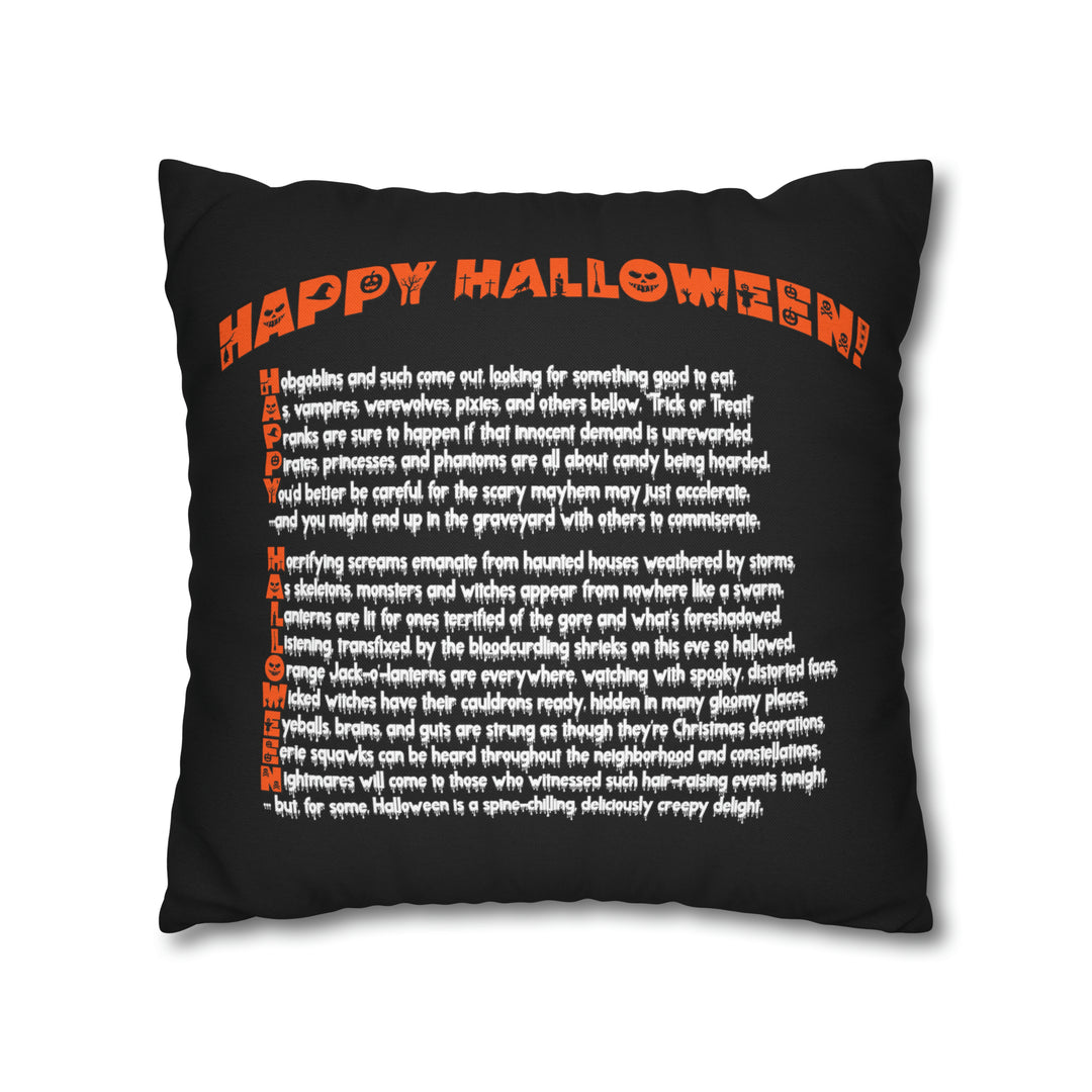 Acrostic Poem on Creepy Pumpkin Pillow