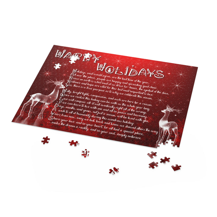 It's Just a Phrase "Happy Holidays" Acrostic Jigsaw Puzzle - Ice Reindeers