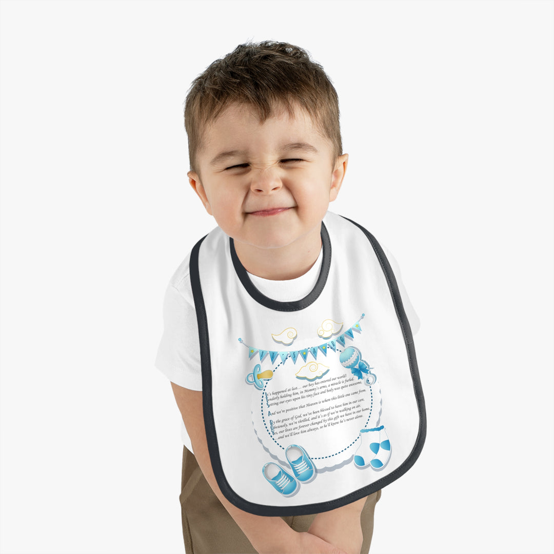 Baby Steps Acrostic Poem - Contrast Trim Jersey Bib - "It's a Boy" - Baby Items