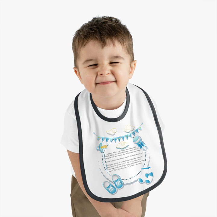 Baby Steps Acrostic Poem - Contrast Trim Jersey Bib - "It's a Boy" - Baby Items
