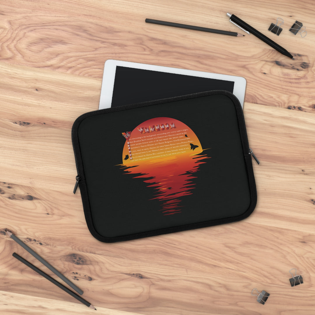 Namesakes Acrostic Poem Neoprene Laptop Sleeve - Solid Black Back