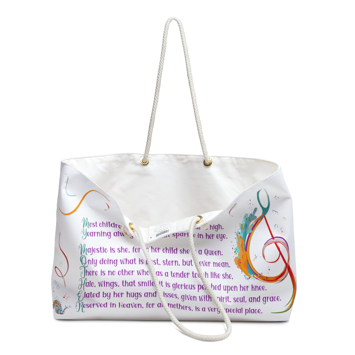 Personalized Tote/Weekender Bag with Acrostic Poem Spelling our "My Mother"