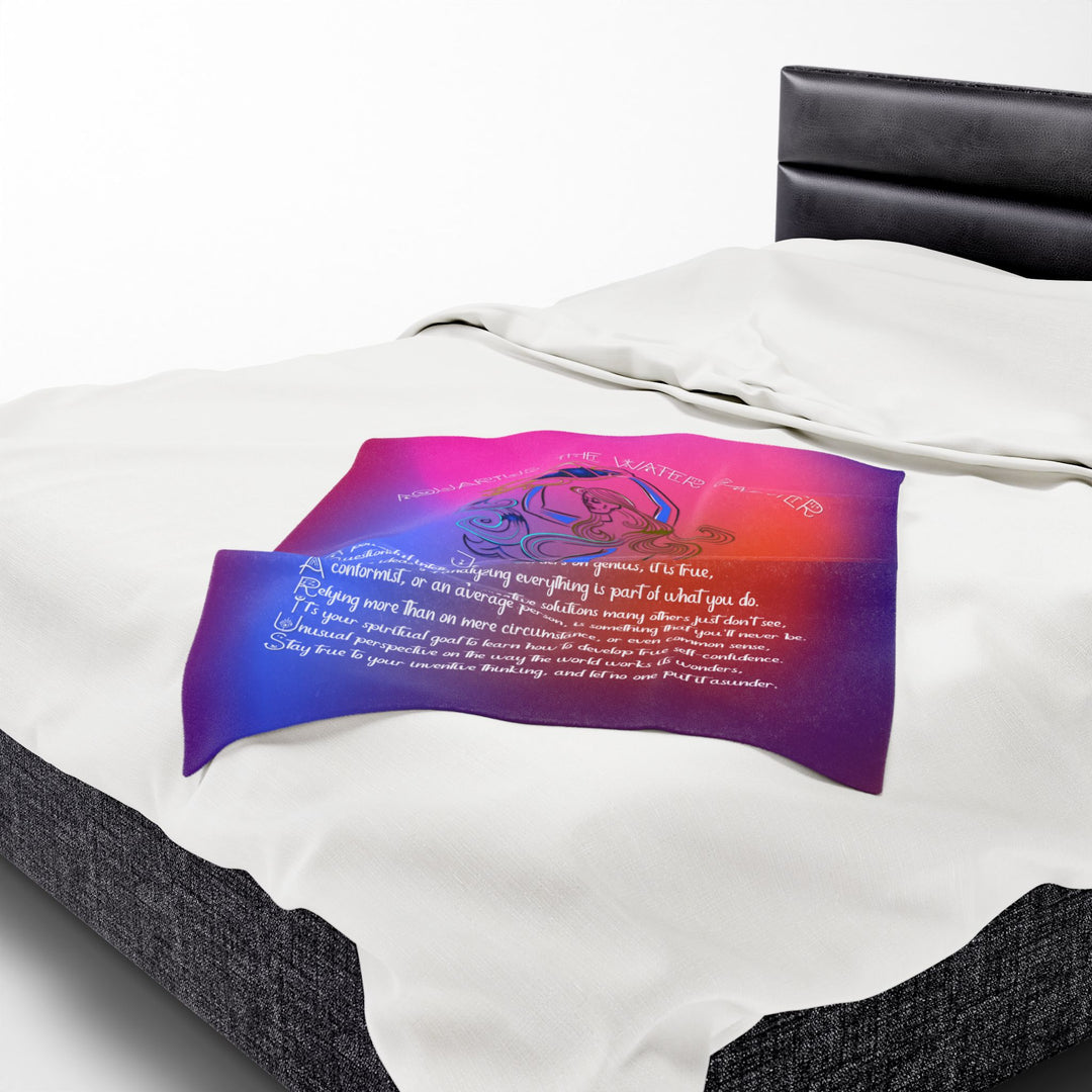 Aquarius Acrostic Poem Velveteen Plush Blanket - Colored