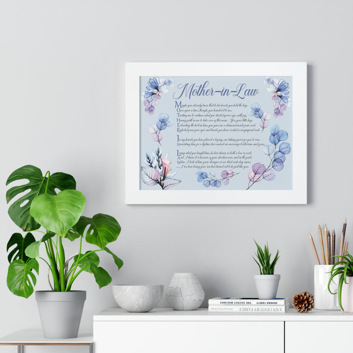 It's Just a Phrase "Mother-in-Law" Framed Horizontal Acrostic Poem Print- Floral