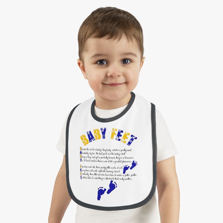 "Baby Feet" Acrostic Poem  Contrast Trim Jersey Bib - Blue Footprints