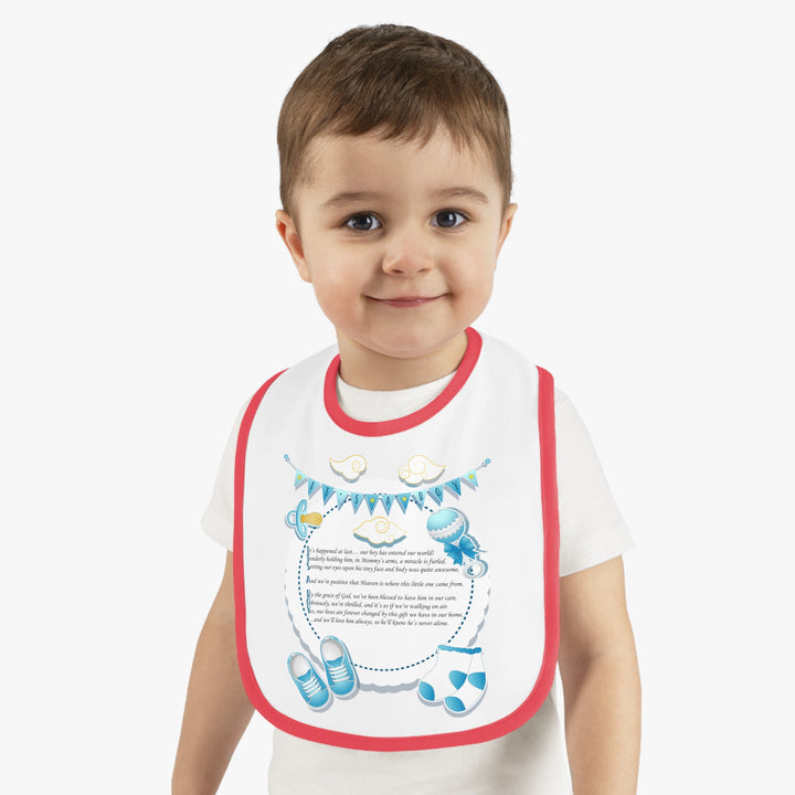 Baby Steps Acrostic Poem - Contrast Trim Jersey Bib - "It's a Boy" - Baby Items