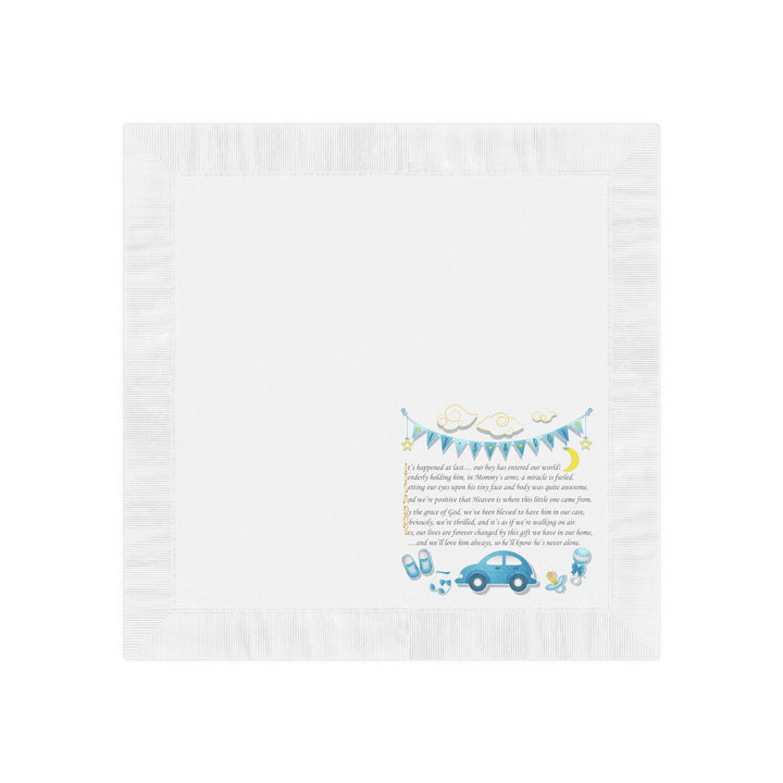 Baby Steps "It's a Boy" White Coined Napkins