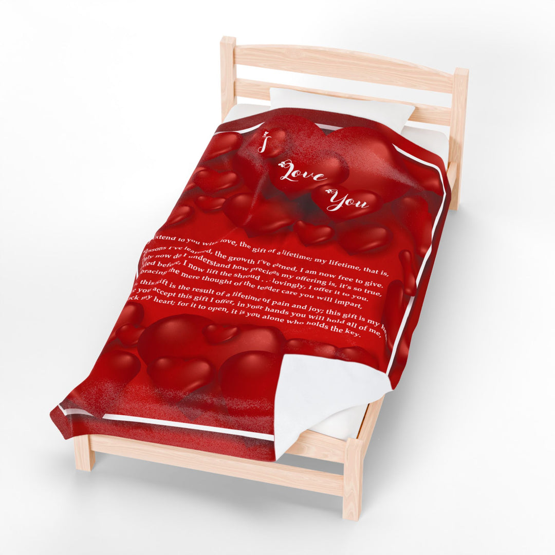 I Love You Acrostic Poem Velveteen Plush Blanket - Red