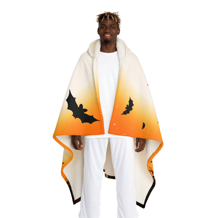 Happy Halloween Acrostic Poem Hooded Sherpa Fleece Blanket - Haunted House - Personalized