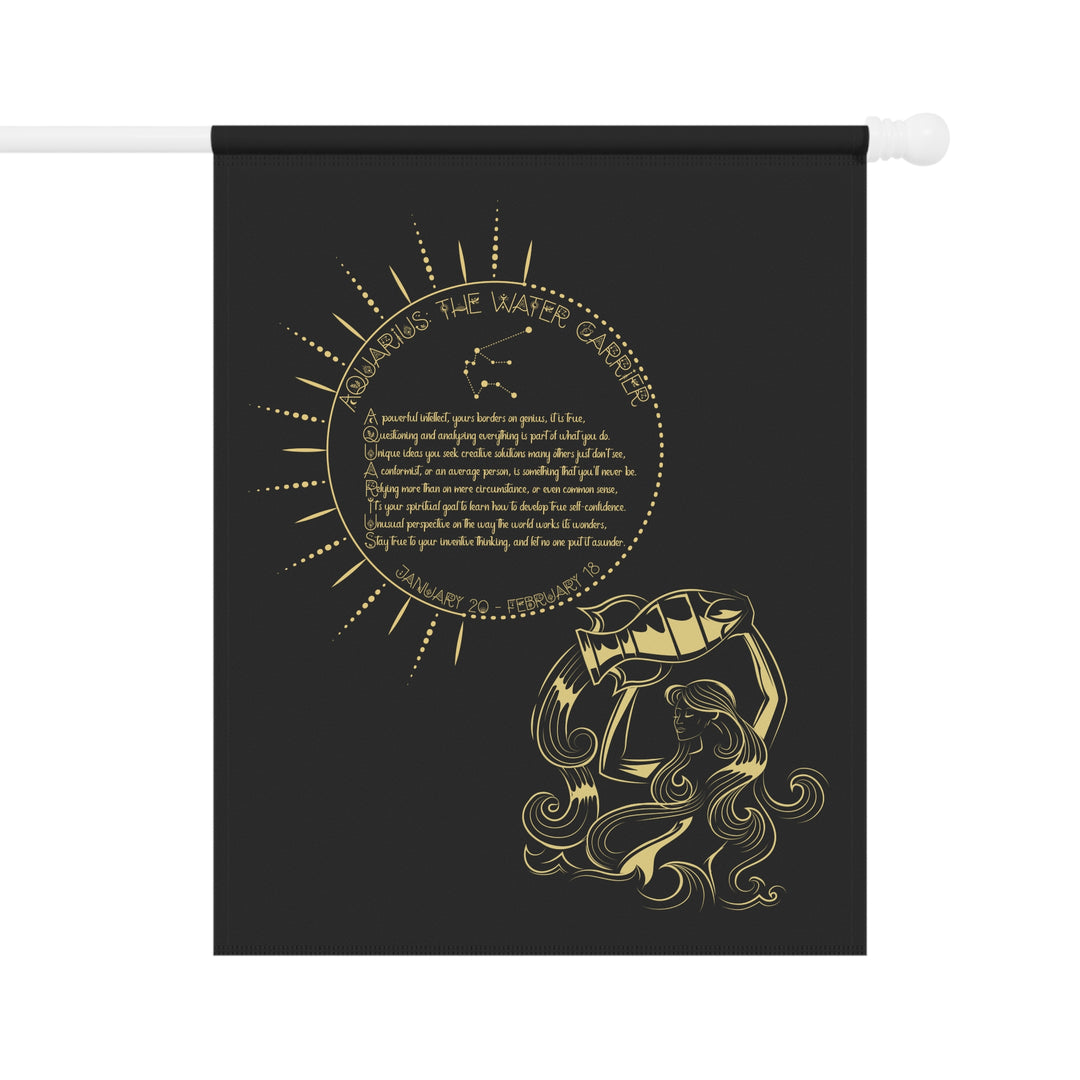 Aquarius Acrostic Poem outdoor/Garden Banner - Camo