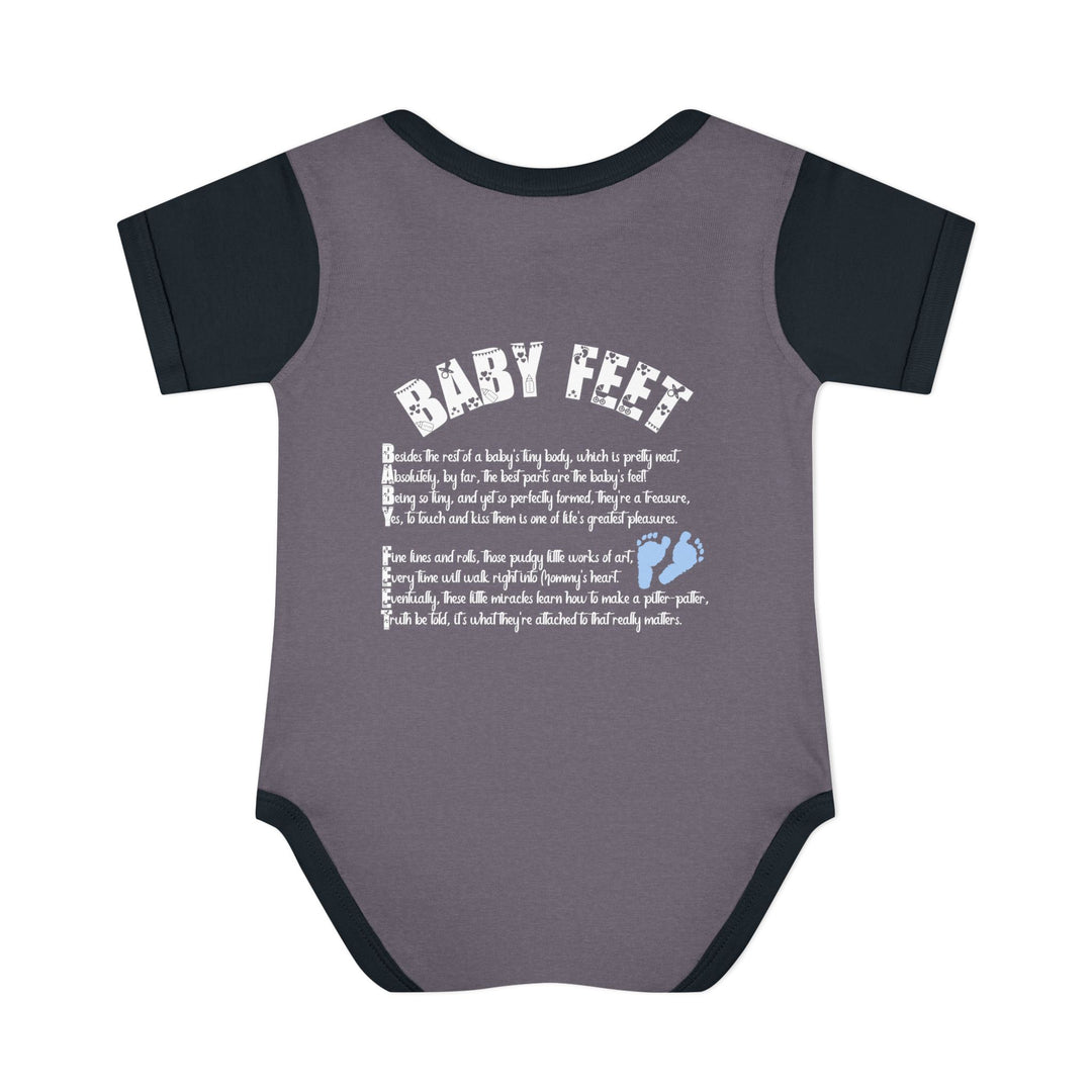 Baby Feet Acrostic Poem Baby Bodysuit - Blue Footprints