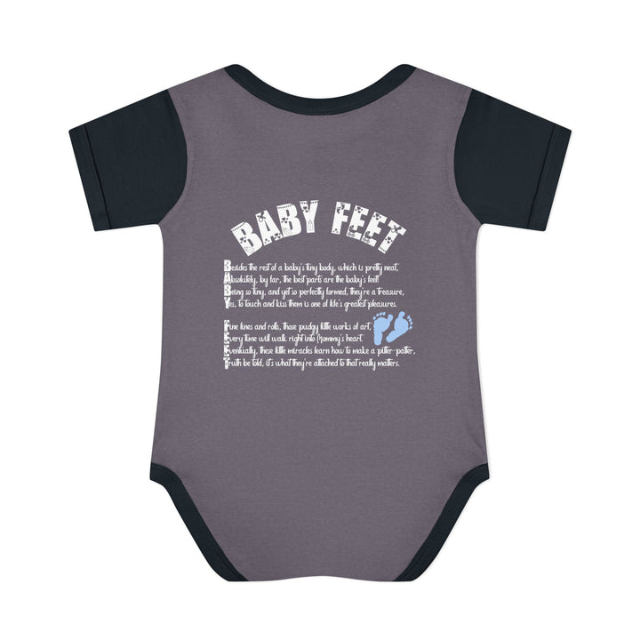Baby Feet Acrostic Poem Baby Bodysuit - Blue Footprints