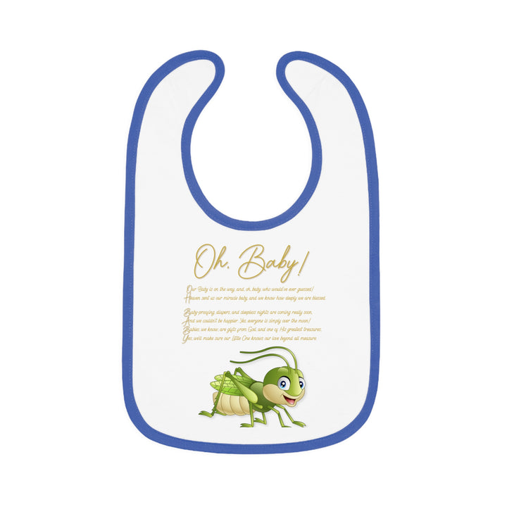 "Oh, Baby!" Acrostic Poem Contrast Trim Jersey Bib -Grasshopper
