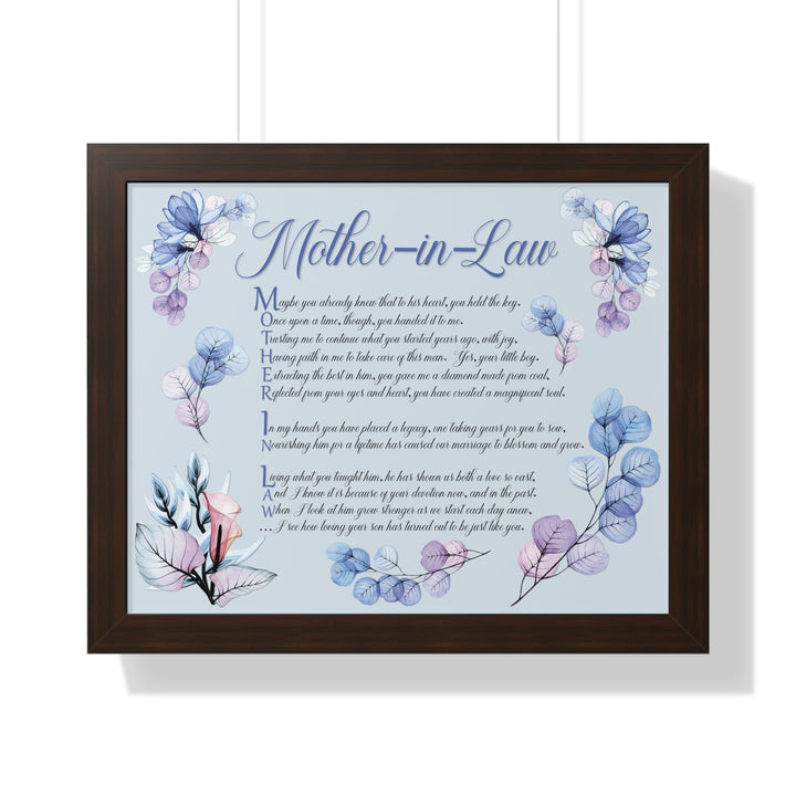 It's Just a Phrase "Mother-in-Law" Framed Horizontal Acrostic Poem Print- Floral