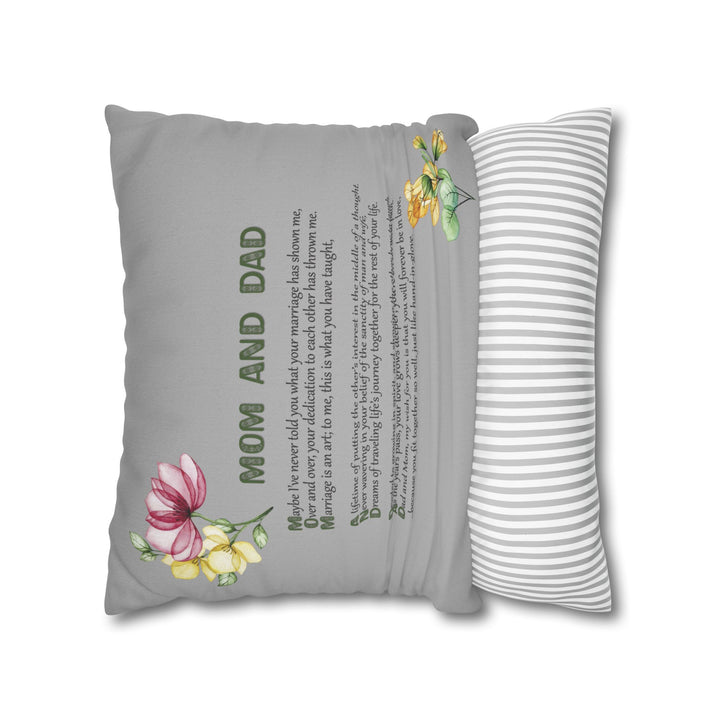 Mom and Dad Acrostic Poem Pillow Cover - Grey