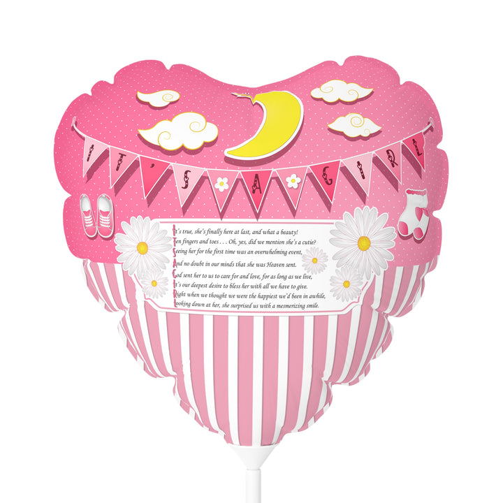 It's a Girl 11" Acrostic Poem Balloon - Pink-White Stripes - No Personalization