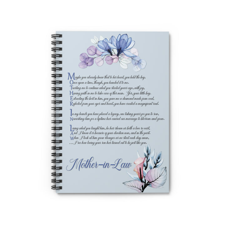 Mother-in-Law Acrostic Poem Spiral Notebook - Transparent Flowers