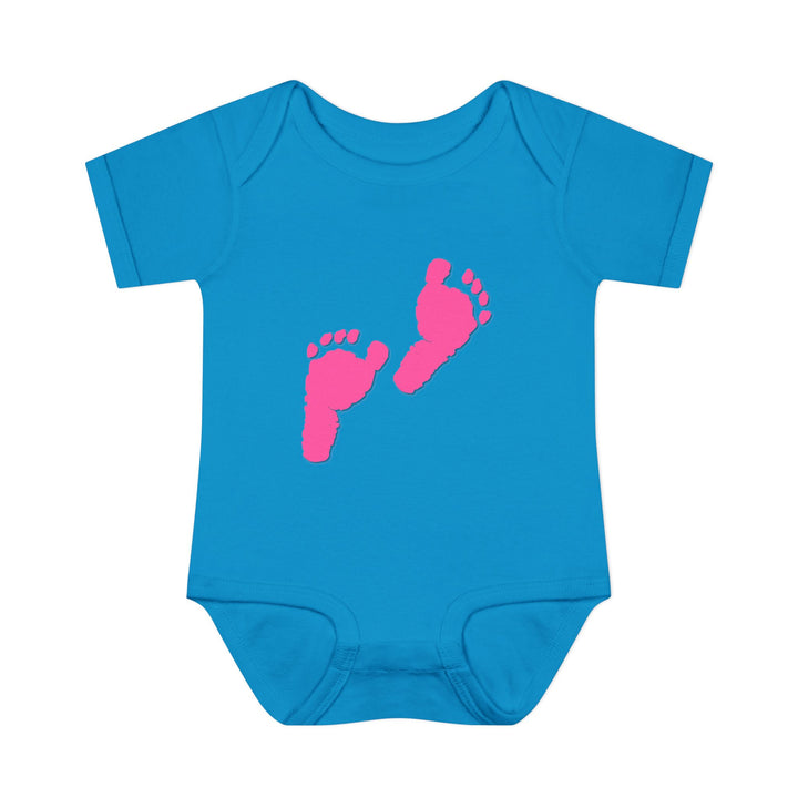 Baby Steps "Baby Feet" Acrostic Poem Bodysuit - Pink Footprints
