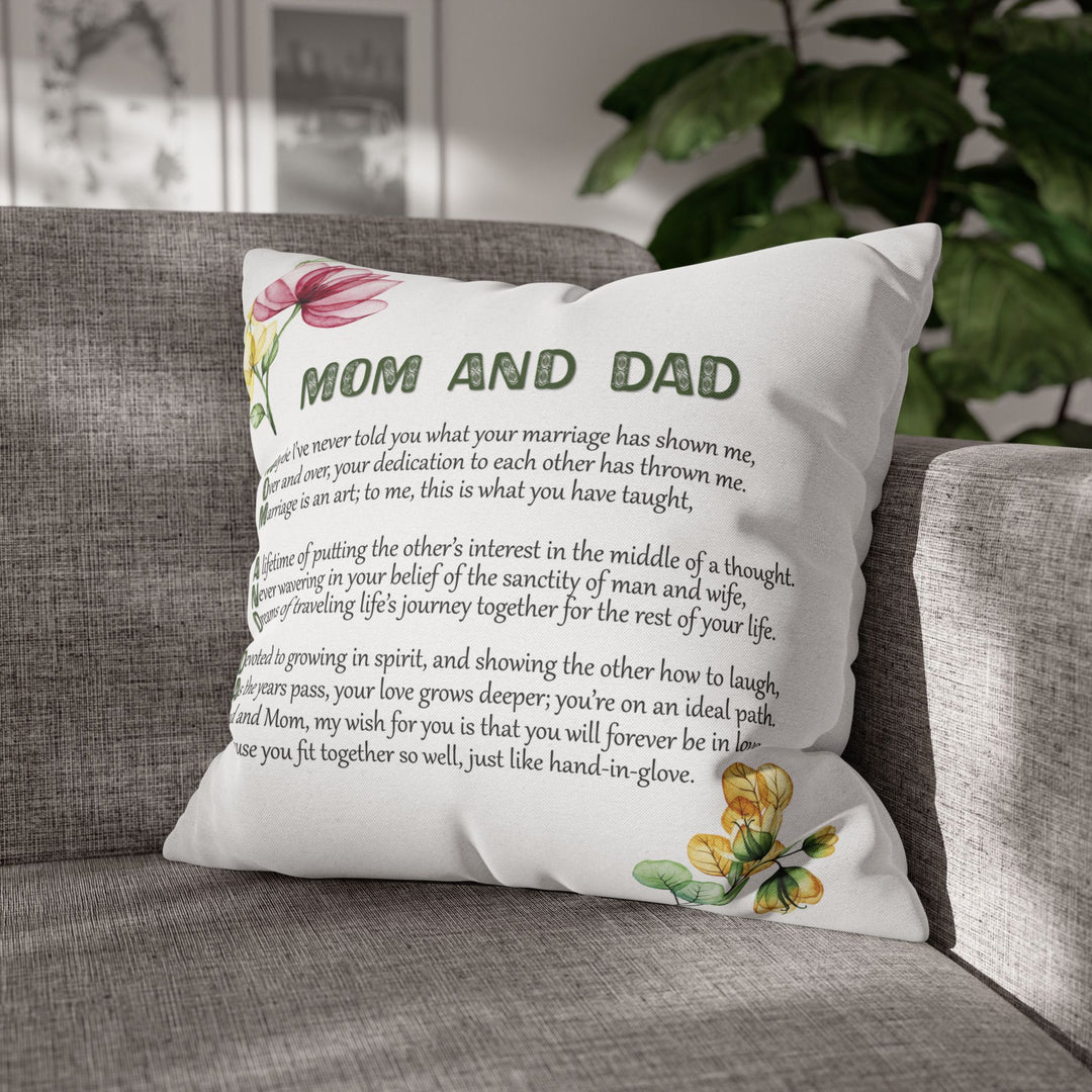 Mom and Dad Acrostic Poem - Pillow Cover