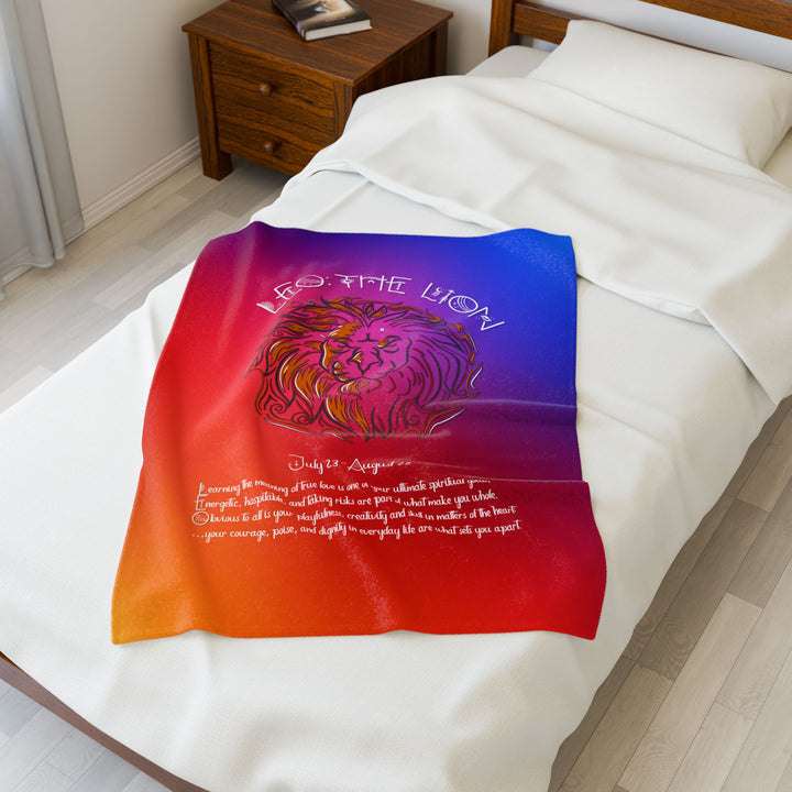 Leo Acrostic Poem Velveteen Plush Blanket - Colored