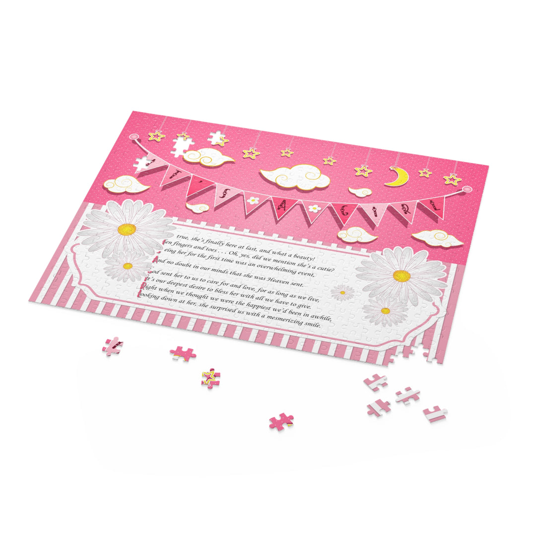 It's a Girl Acrostic Poem Puzzle - Stripes and Polka Dot Design - No Personalization