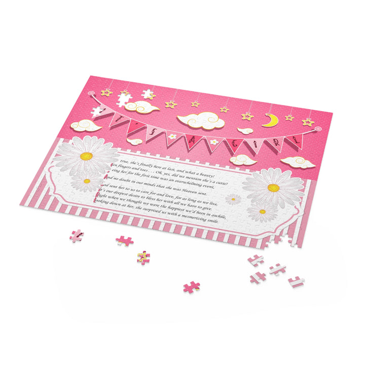 It's a Girl Acrostic Poem Puzzle - Stripes and Polka Dot Design - No Personalization
