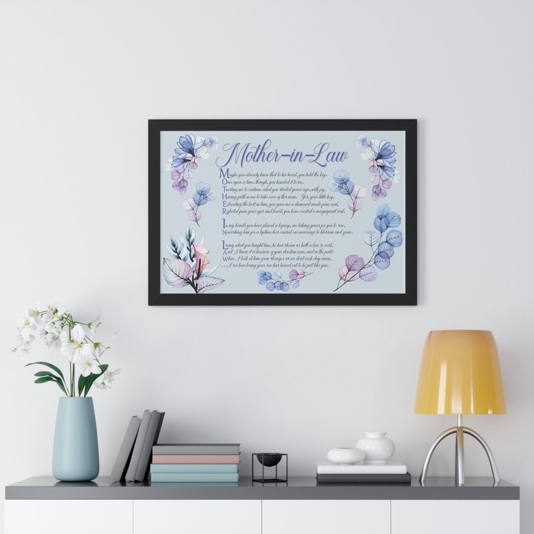 It's Just a Phrase "Mother-in-Law" Framed Horizontal Acrostic Poem Print- Floral