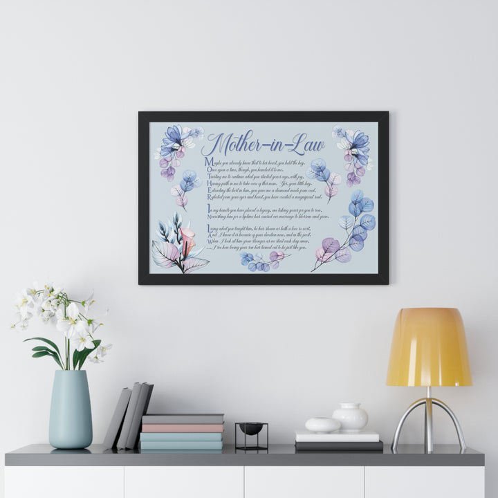 It's Just a Phrase "Mother-in-Law" Framed Horizontal Acrostic Poem Print- Floral