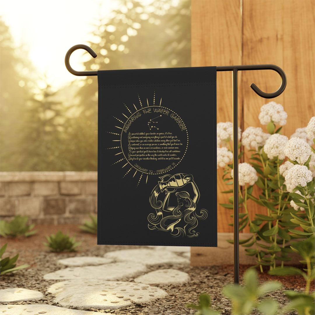 Aquarius Acrostic Poem outdoor/Garden Banner - Camo