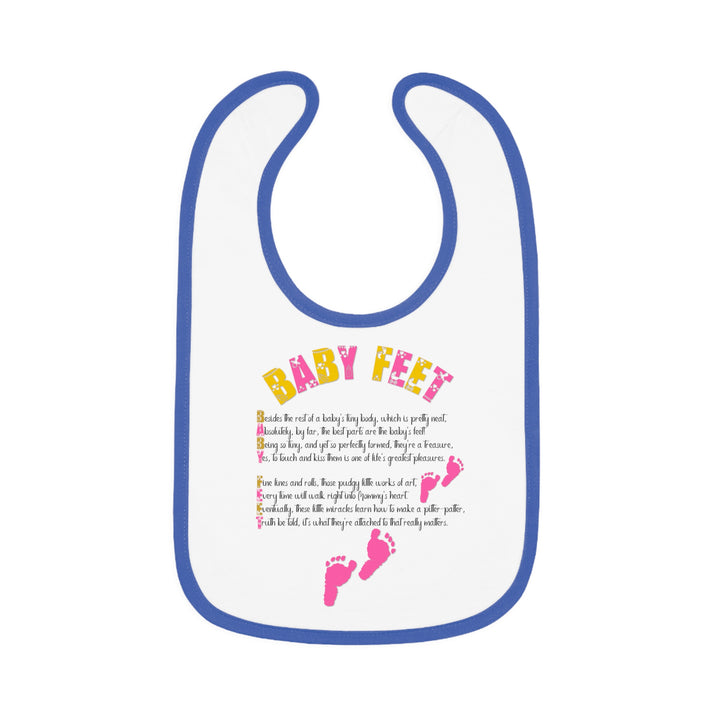 "Baby Feet" Acrostic Poem  Contrast Trim Jersey Bib - Pink Footprints