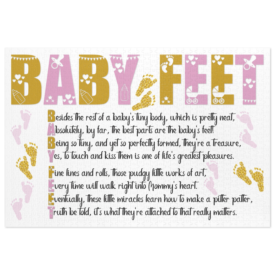 "Baby Feet" Acrostic Poem Jigsaw Puzzle - Pink and Gold - No Personalization