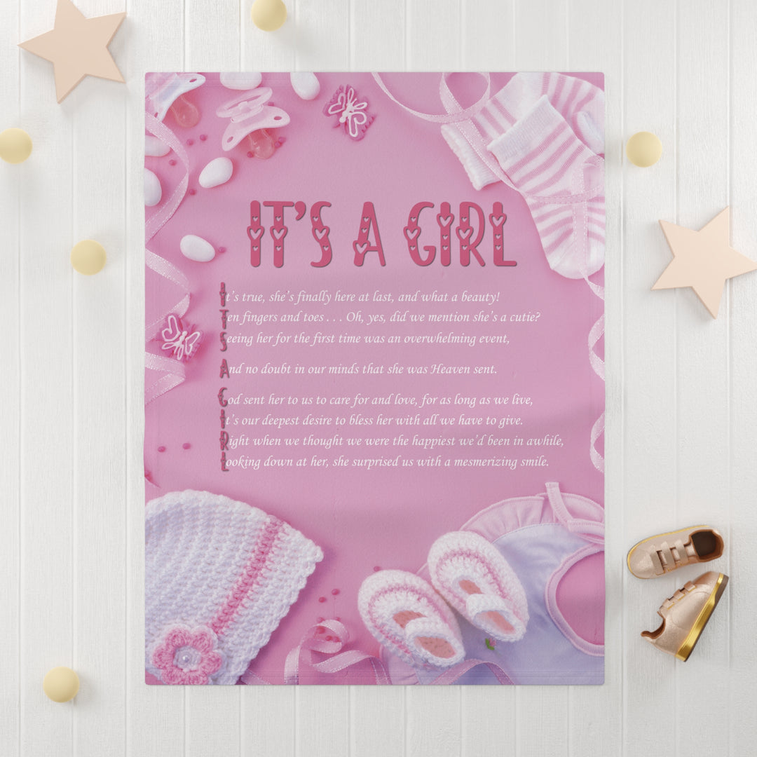 It's a Girl Acrostic Poem Baby Blanket - Baby Items - No Personalization