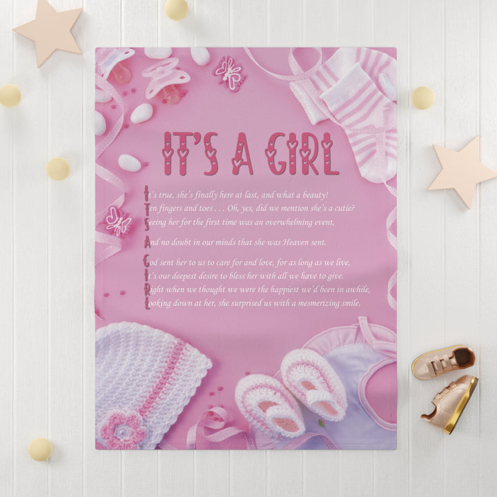 It's a Girl Acrostic Poem Baby Blanket - Baby Items - No Personalization
