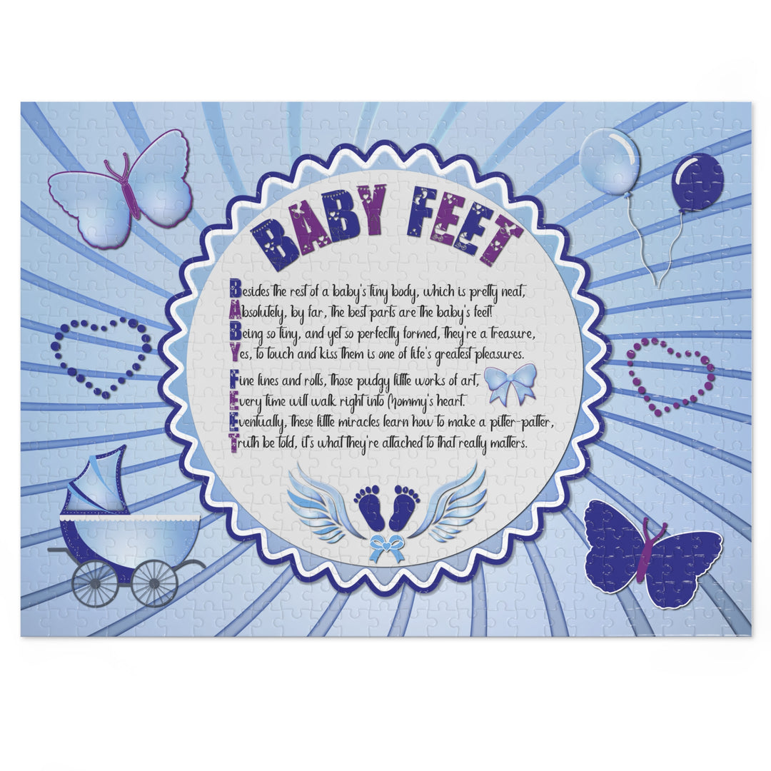 Baby Feet Acrostic Poem Puzzle - Blue Swirl - Tin Box