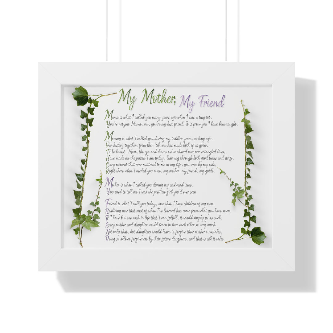 It's Just a Phrase "My Mother, My Friend" Framed Acrostic Poem Print