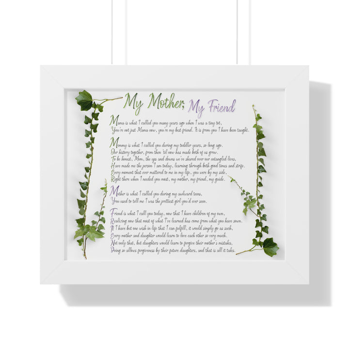 It's Just a Phrase "My Mother, My Friend" Framed Acrostic Poem Print