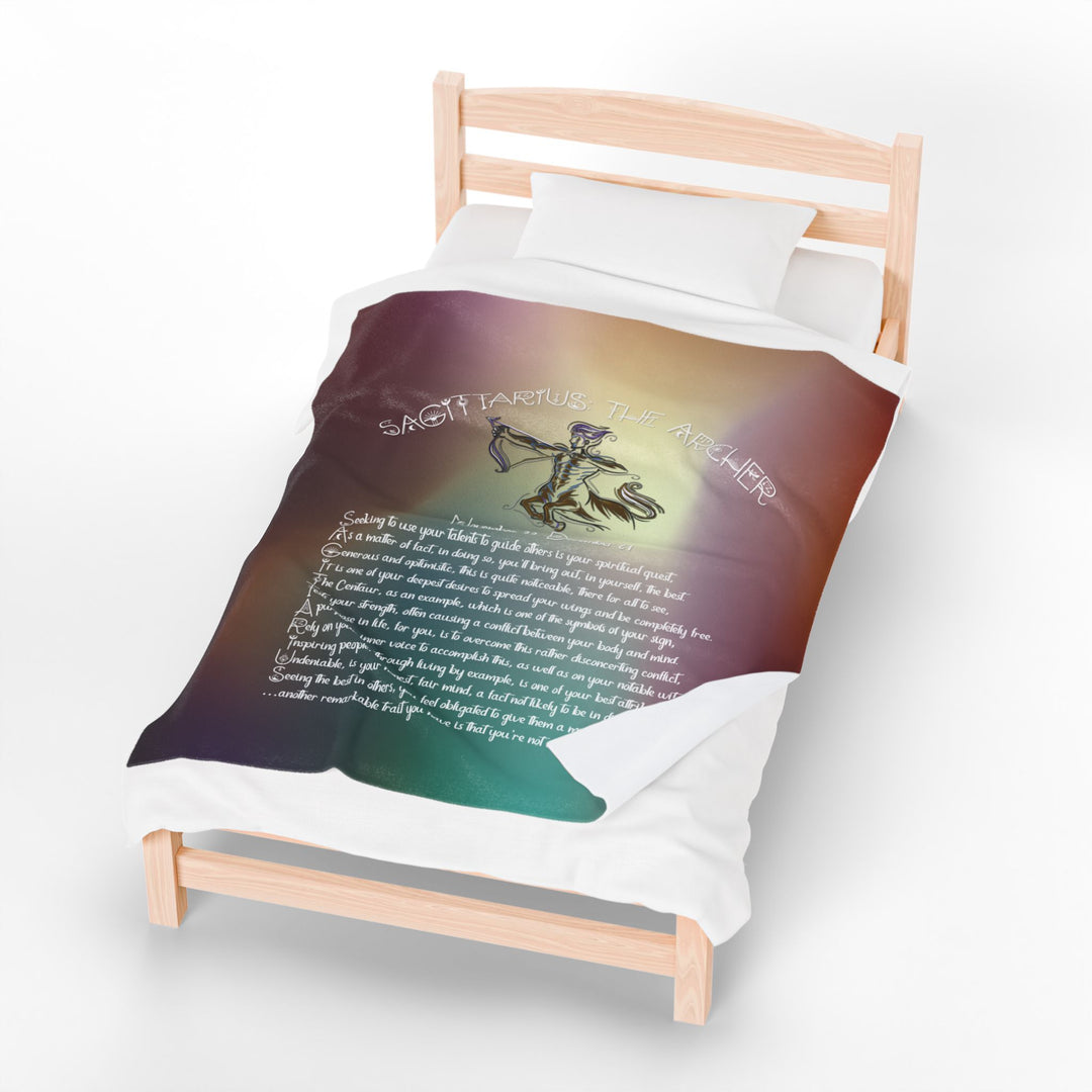 Sagittarius Acrostic Poem Velveteen Plush Blanket - Colored