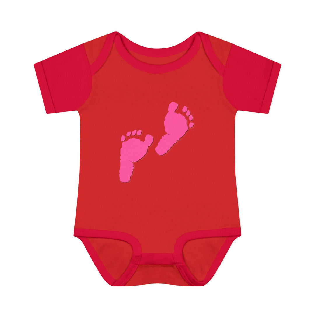 Baby Steps "Baby Feet" Acrostic Poem Bodysuit - Pink Footprints