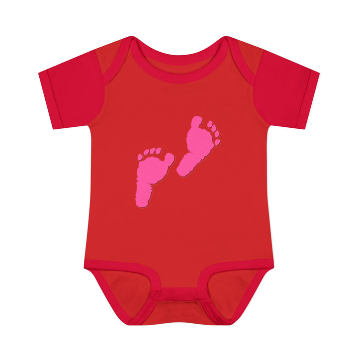 Baby Steps "Baby Feet" Acrostic Poem Bodysuit - Pink Footprints