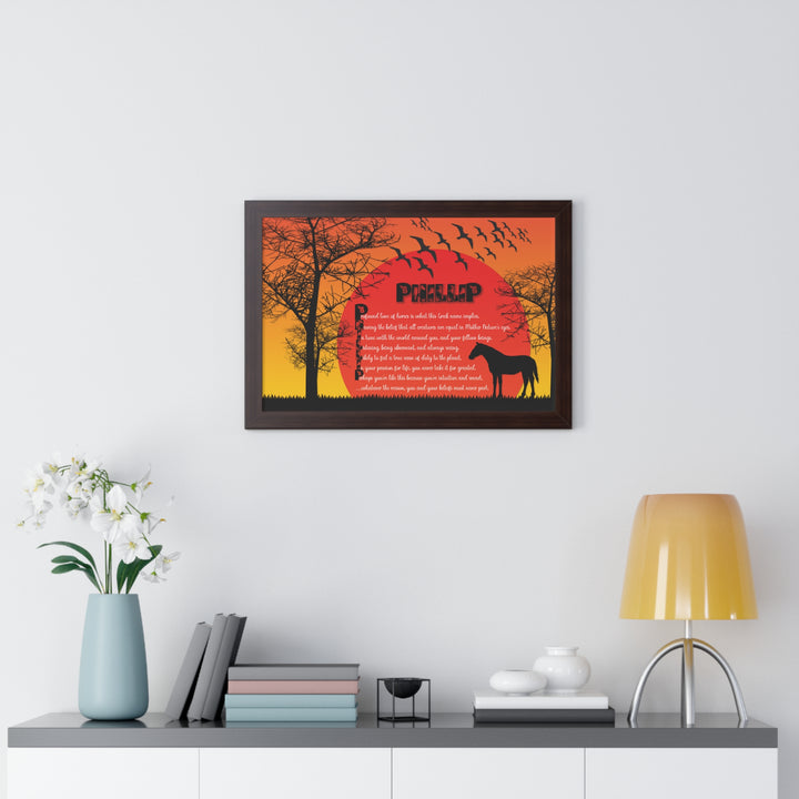 Namesakes Framed Acrostic Poem Print - Horse