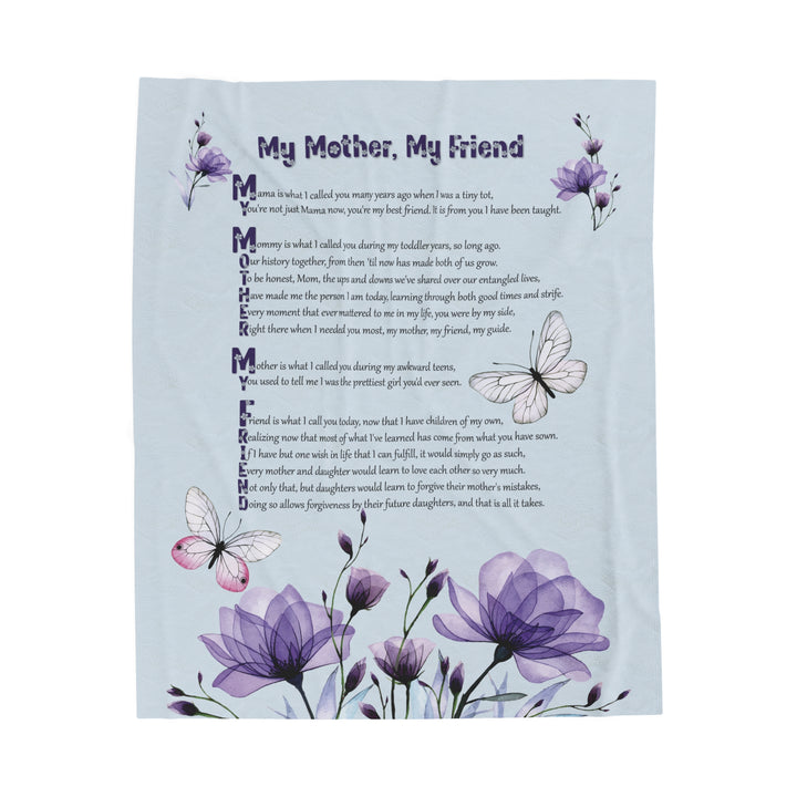 It's Just a Phrase Velveteen Plush Blanket with Acrostic Poem "My Mother, My Friend" - Lovely Flowers Design