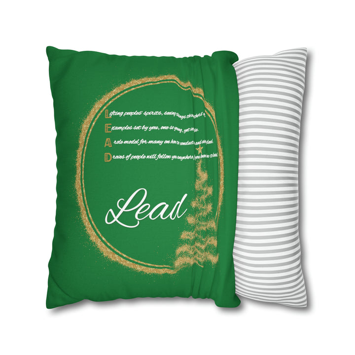 Holiday Pillow Case with Acrostic Poem  from "Learn, Lead, Believe" Collection Spelling out "Lead". Christmas Decor/Gift.