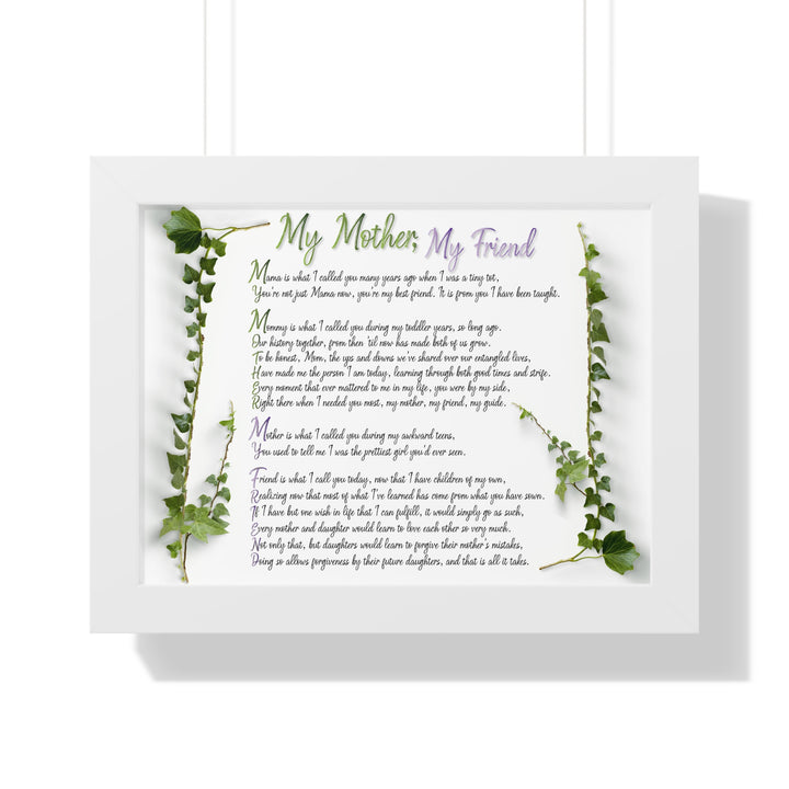 "My Mother, My Friend" Framed Acrostic Poem Print - Soft