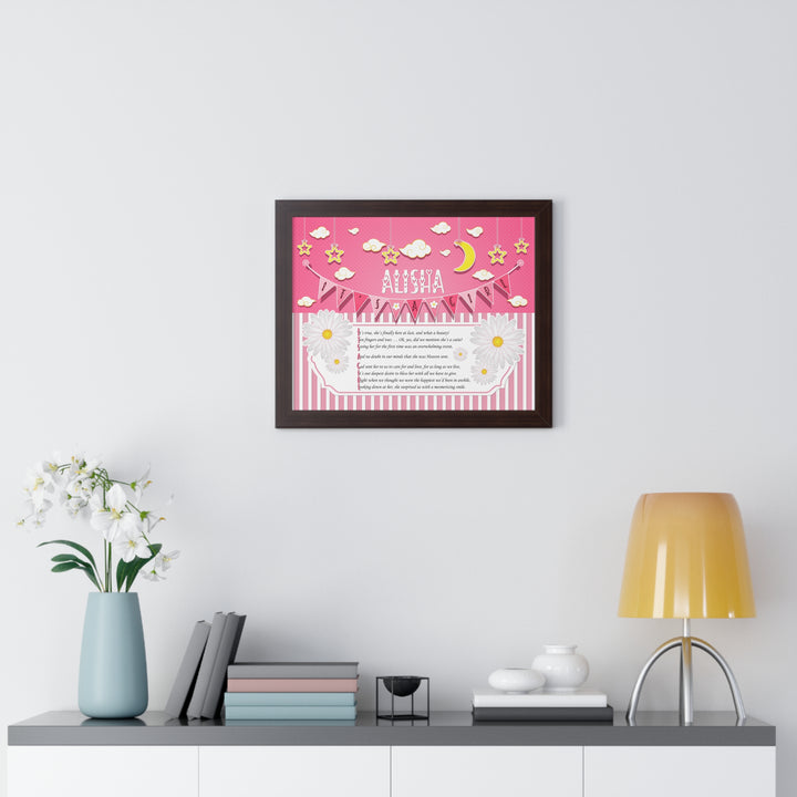 Baby Steps Framed Print Collection - Pink Stripes - "It's a Girl" Personalized